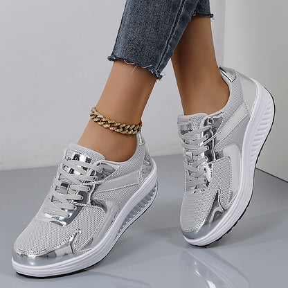 Thick Bottom Mesh Elevator Breathable Sneakers
