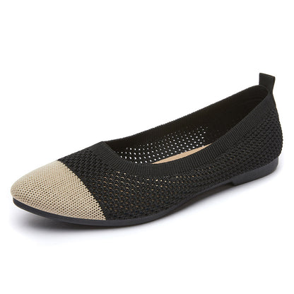 Solid Color Pointed Toe Bottom Flats