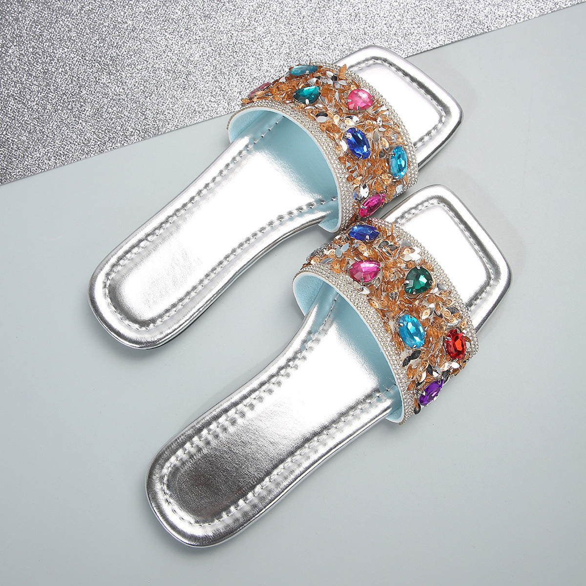 Colorful Rhinestone Slippers