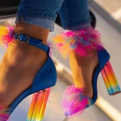 Rainbow Crystal Block High Heels