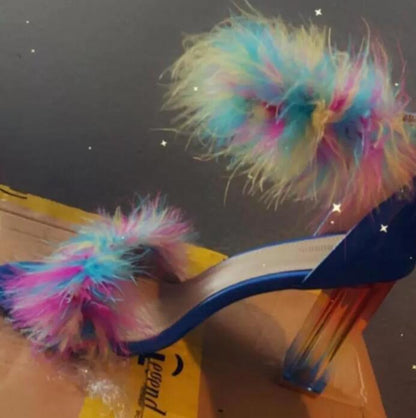 Rainbow Crystal Block High Heels
