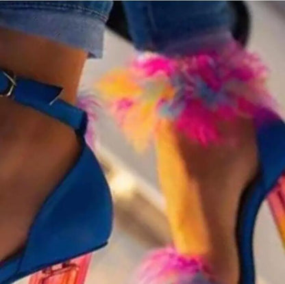 Rainbow Crystal Block High Heels