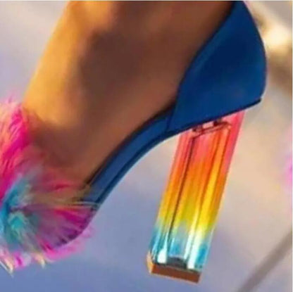 Rainbow Crystal Block High Heels