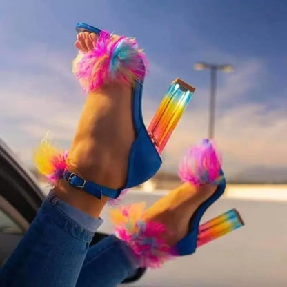 Rainbow Crystal Block High Heels