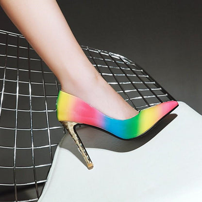Rainbow Low-Top Pointed Toe High Heels