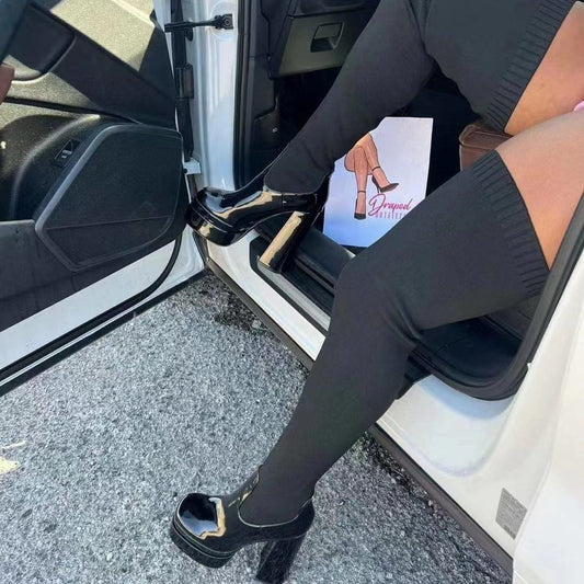 Round Head Chunky Heel Over The Knee Boots