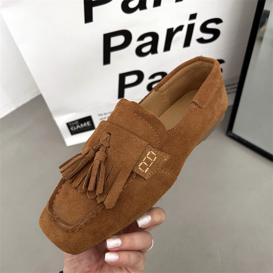 Soft Sole Tassel Shallow Mouth Non-slip One Pedal Loafer