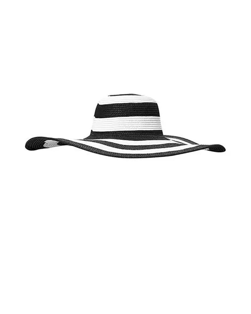 Wide Brim Striped Straw Hat