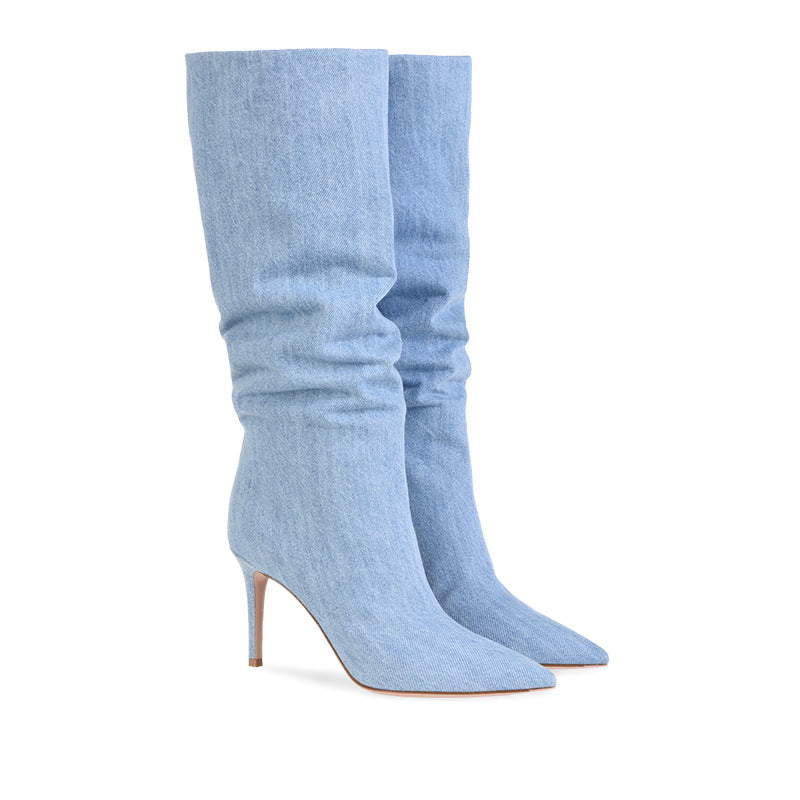 Denim Knee-high Boots