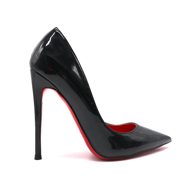 Black With Red Background Stiletto Heel Pumps