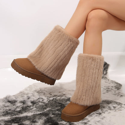 Mid-Calf Fur Snow Boots