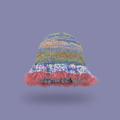 Rainbow Striped Oil Painting Knitted Wool Hats