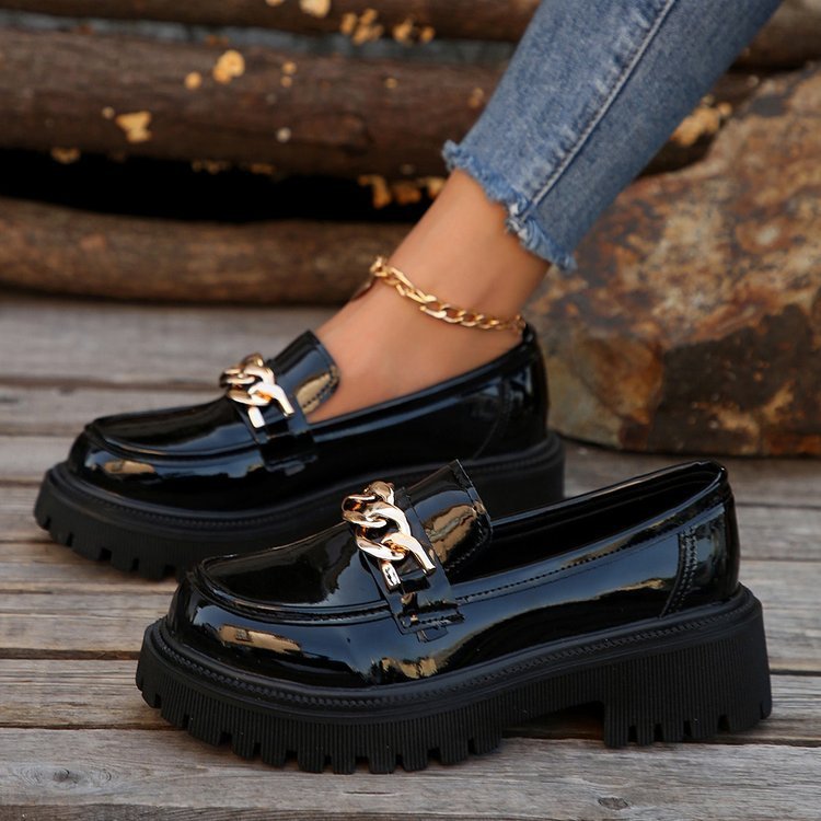 Shallow Mouth Round Head Slip-on Thick Bottom Shoes