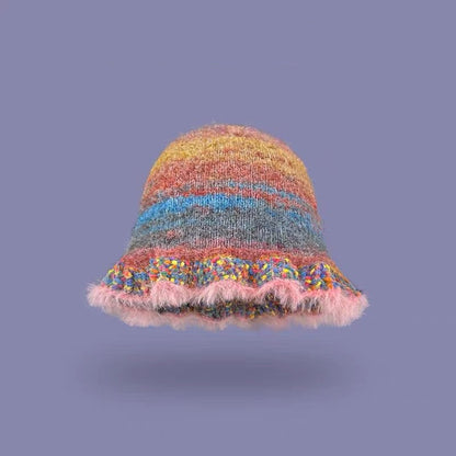 Rainbow Striped Oil Painting Knitted Wool Hats