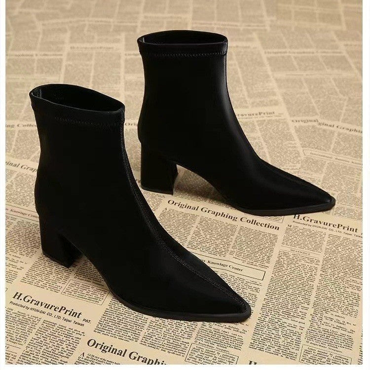 Stretch Suede Pointed Martin Boots