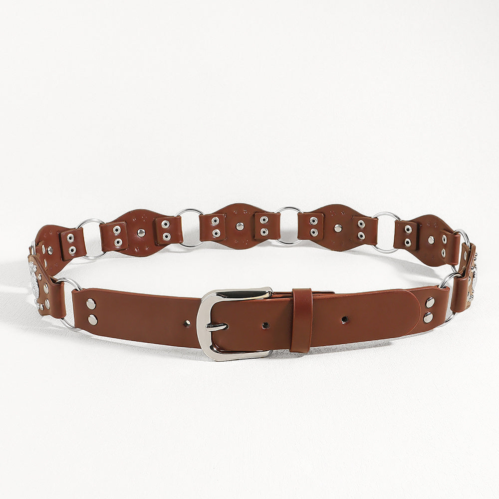 Vintage Riveted Metal Buckle Belt