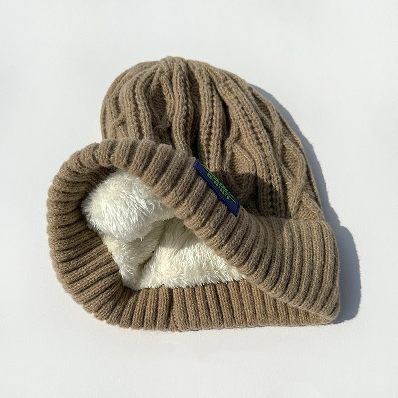 Woolen Cap Fleece Lined Padded Warm Keeping Knitted Hats