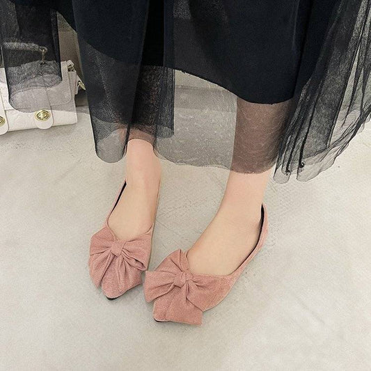 Pointed Big Bow Toe Flats