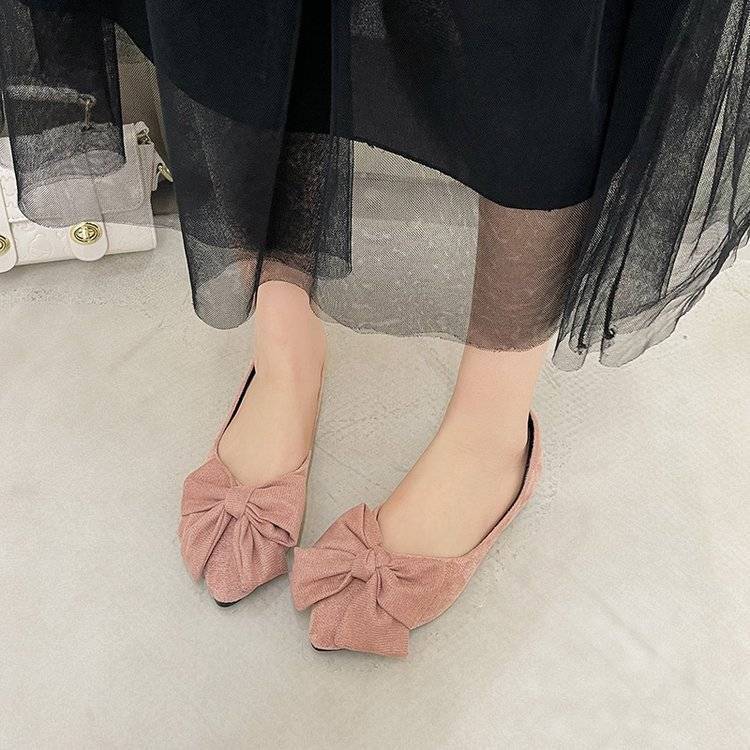 Pointed Big Bow Toe Flats