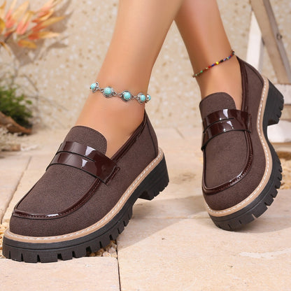 Matte Chunky Heel Platform Loafers