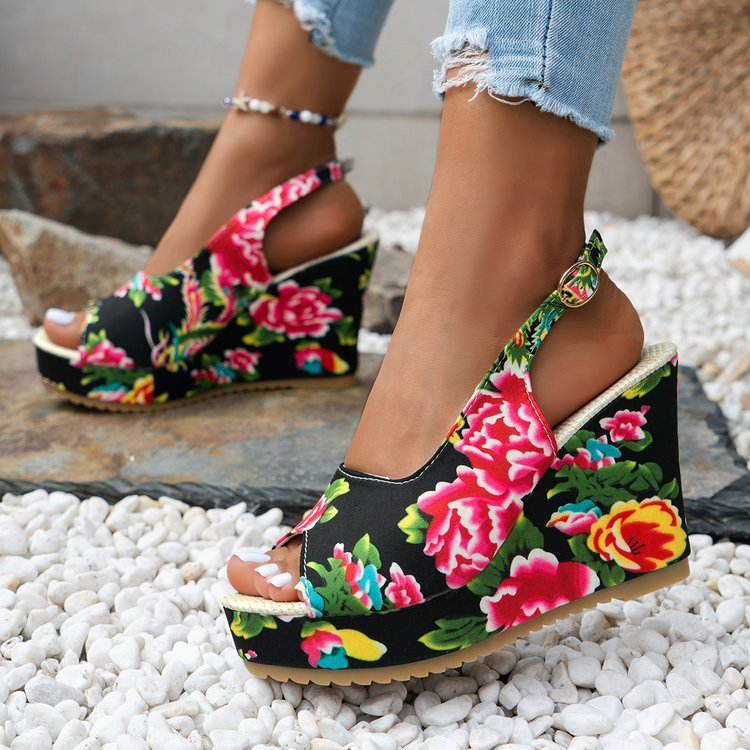 Wedge Sandals Embroidery Sandals