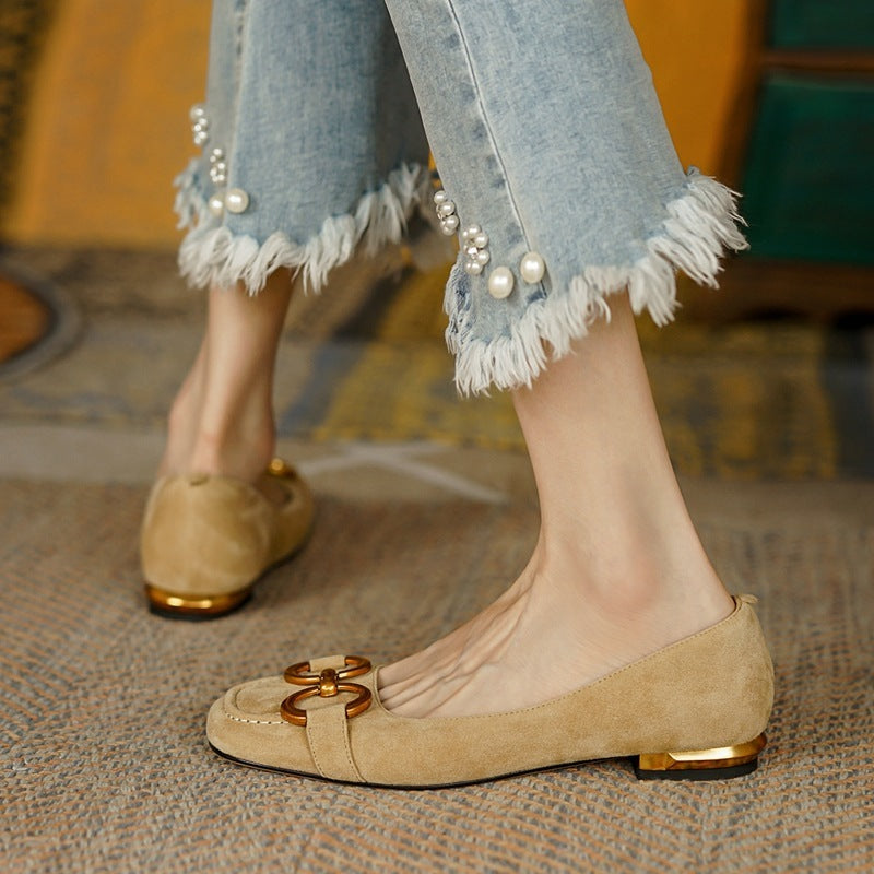 Simple Buckle Low Heel Flats