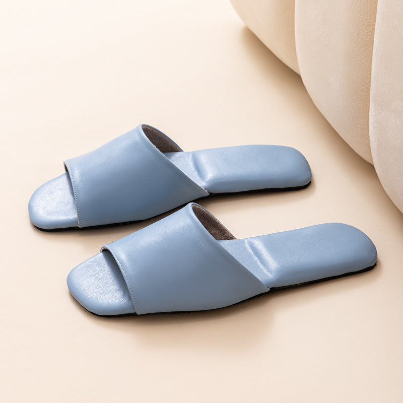 Leather Plain Color Simple Slippers