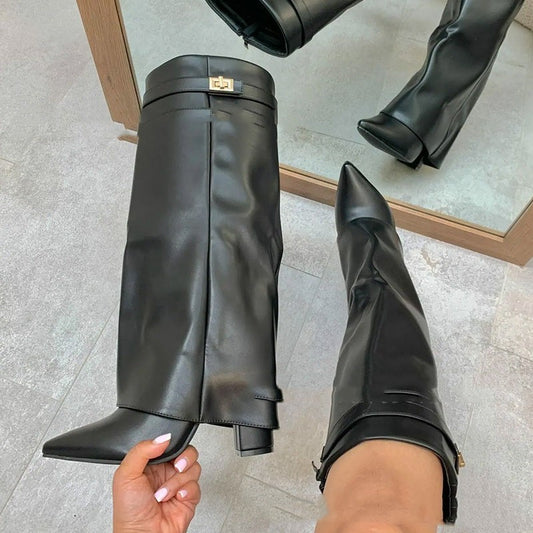 Lock Pants Knight Mid-calf Boots