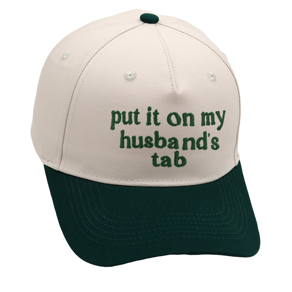 Put It On My Husbands Tab Trucker Embroidery Baseball Cap