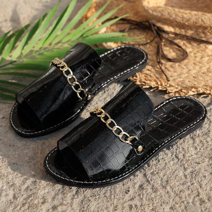 Pattern Chains Fish Mouth Slippers