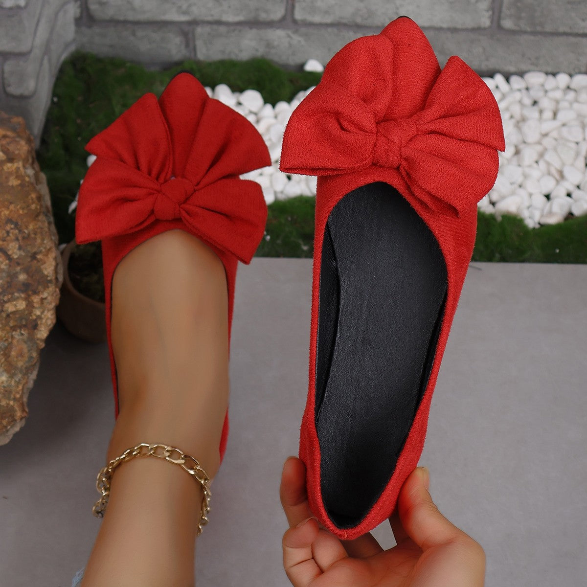 Big Bow Flat Pointed-toe Low-Heel Shoes