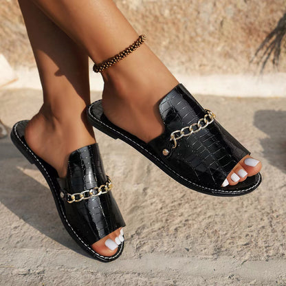 Pattern Chains Fish Mouth Slippers