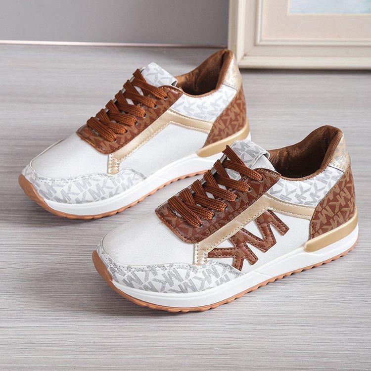 Printing Lace Up Round Toe Color Matching Running Shoes