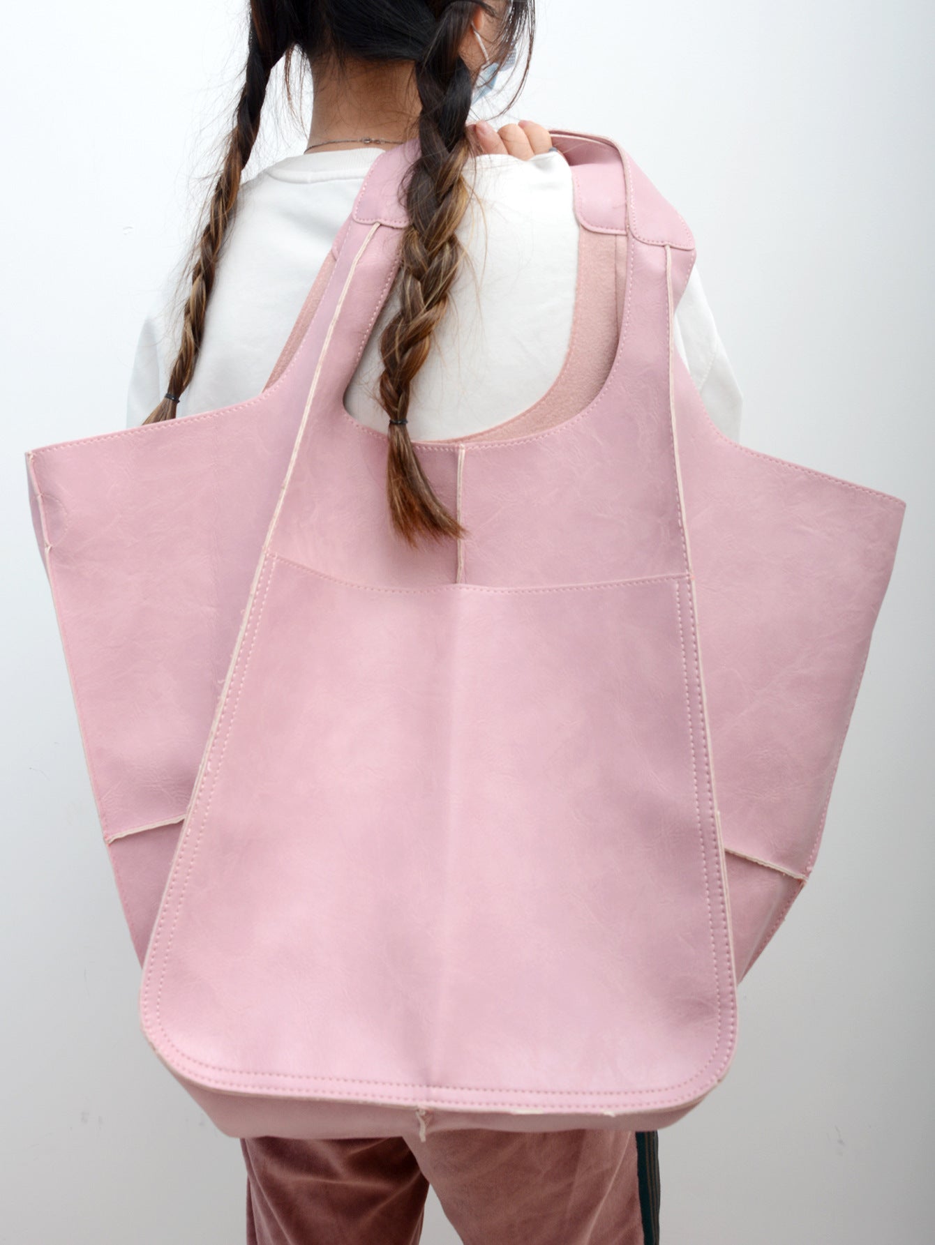 Simple Big Bag Soft Leather Shoulder Hand-held Tote