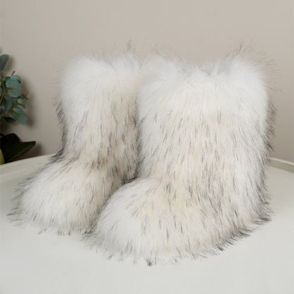 Wild Warm Mid-Calf Fur Boots