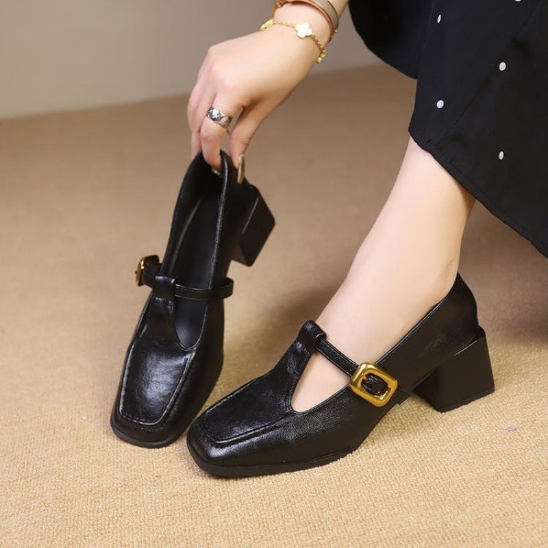 Retro Brown Designer Mid-Chunky Heels