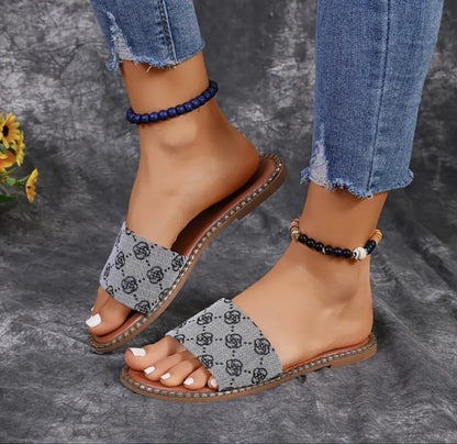 Print Flat Non-slip Slide Slippers