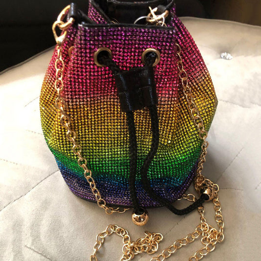 Cross Body Rainbow Rhinestones Hand Bag