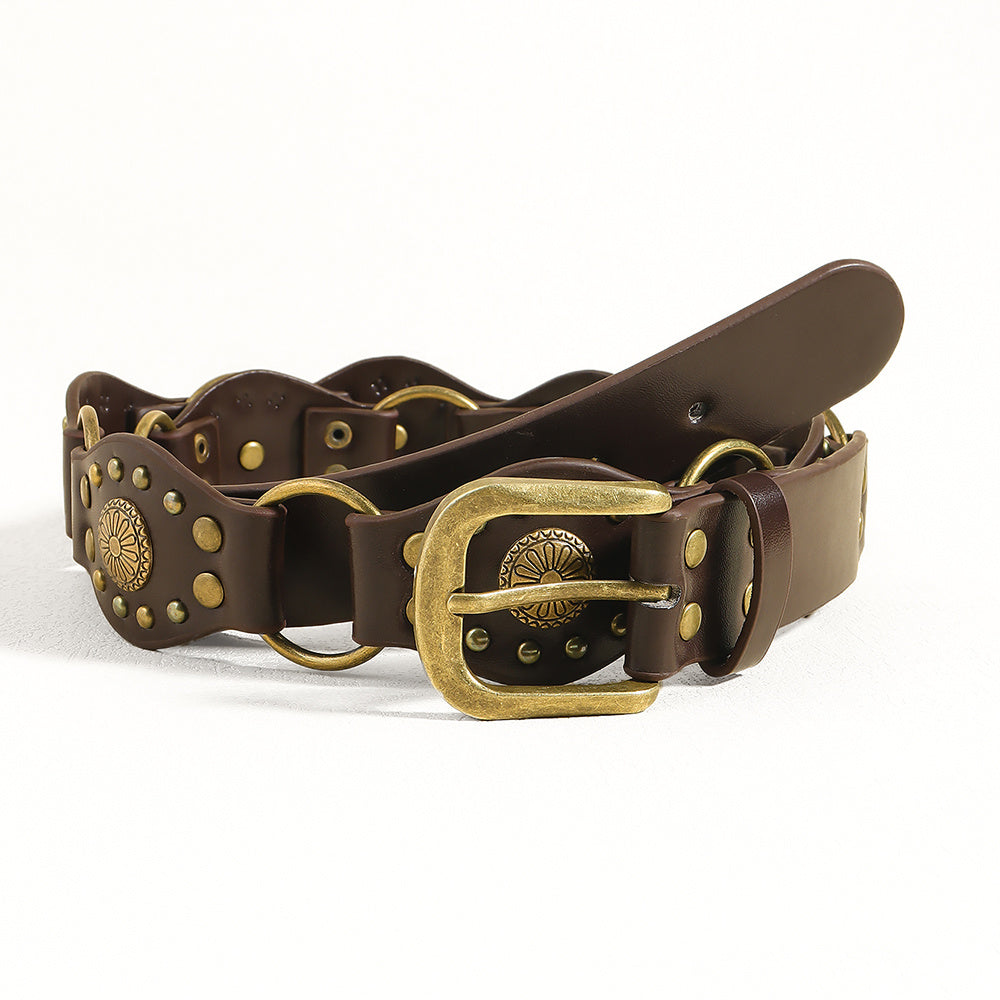 Vintage Riveted Metal Buckle Belt