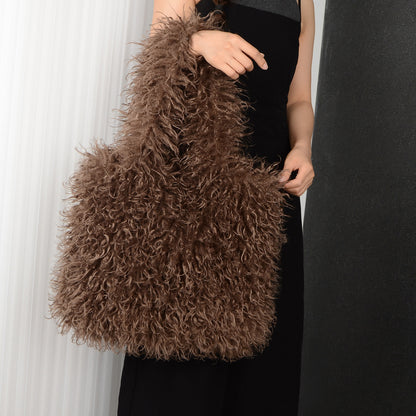Faux Fur Wool Plush Portable Shoulder Totes