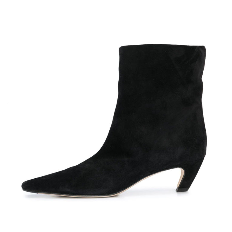 Square Head Solid Chunky Heel Short Boots