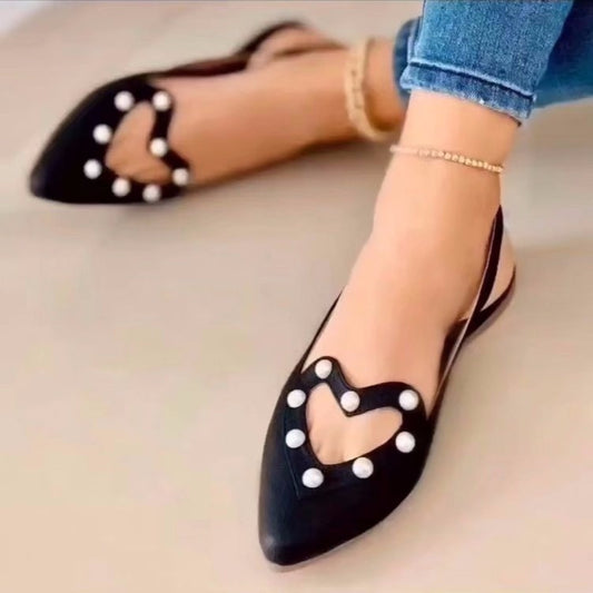 Pointed Love With Pearls Flats 