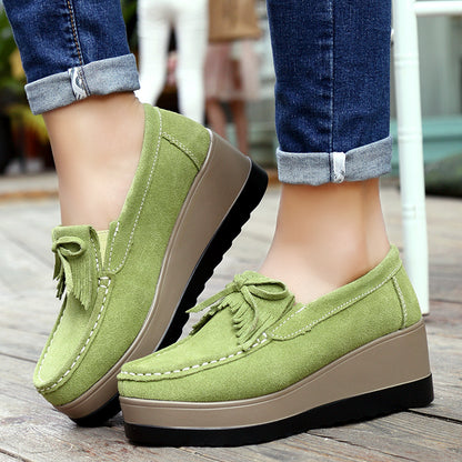 Tassel Bow Thick Bottom Wedge Shoes