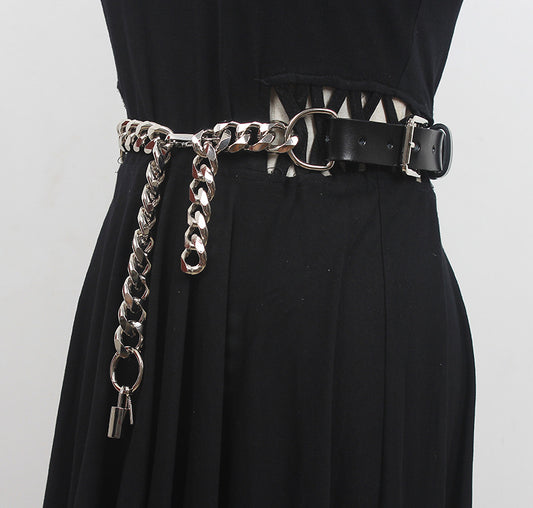 Metal Leather Chain Belt