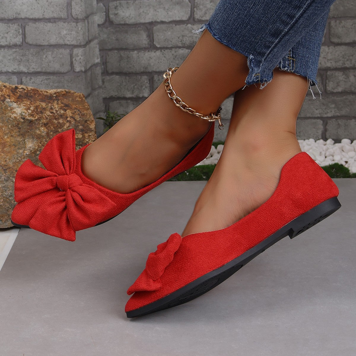 Big Bow Flat Pointed-toe Low-Heel Shoes