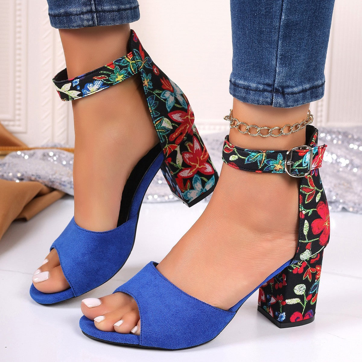 Printed Fish Mouth Sandals