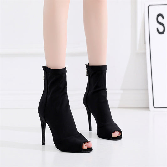 Black Elastic Latin Dance Heels