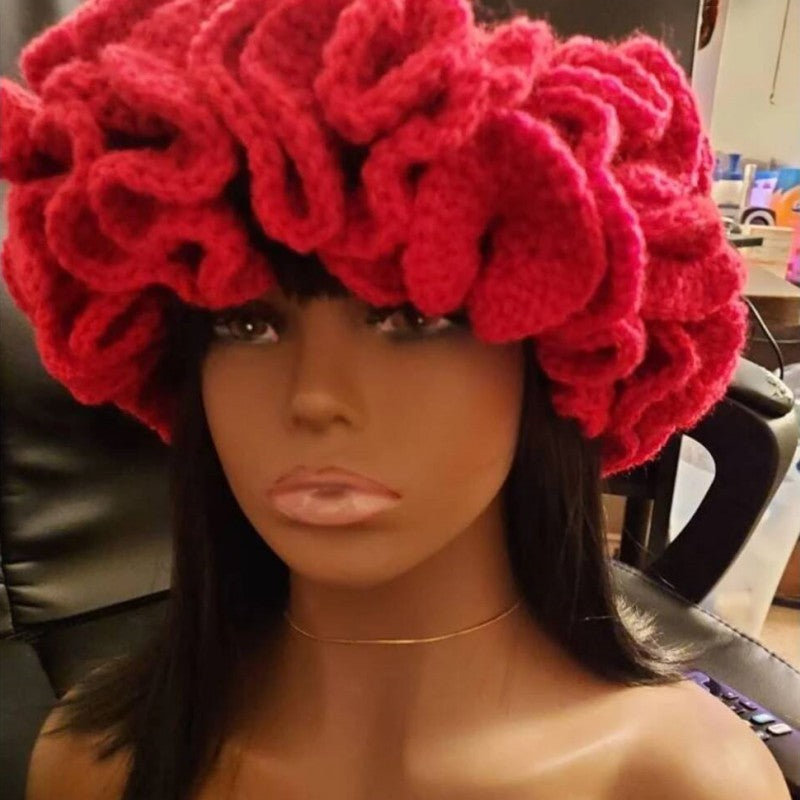 Knitted Lace Bamboo Ruffled Hats