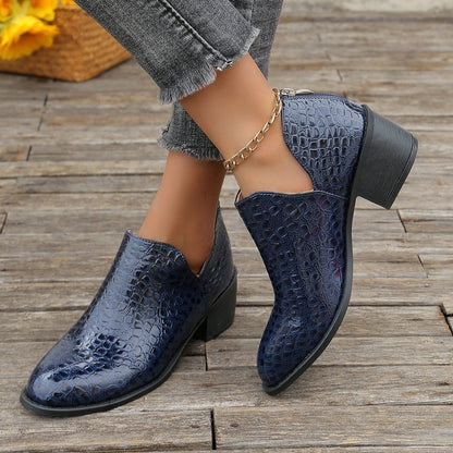 Texture Pattern Zip Ankle Boots