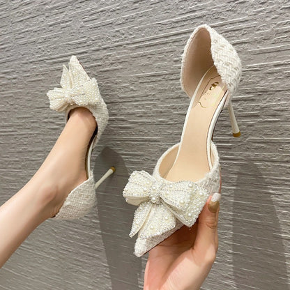 Bow Top Black High Heels